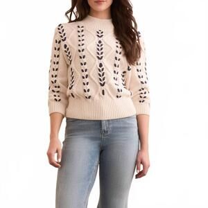 NEW TRIBAL mock neck knit sweater in moon stone